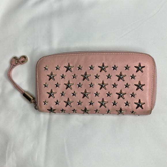 JIMMY CHOO FILIPA Star-embossed Leather Wallet Pink & Gold Leather Signat… - Picture 6 of 17